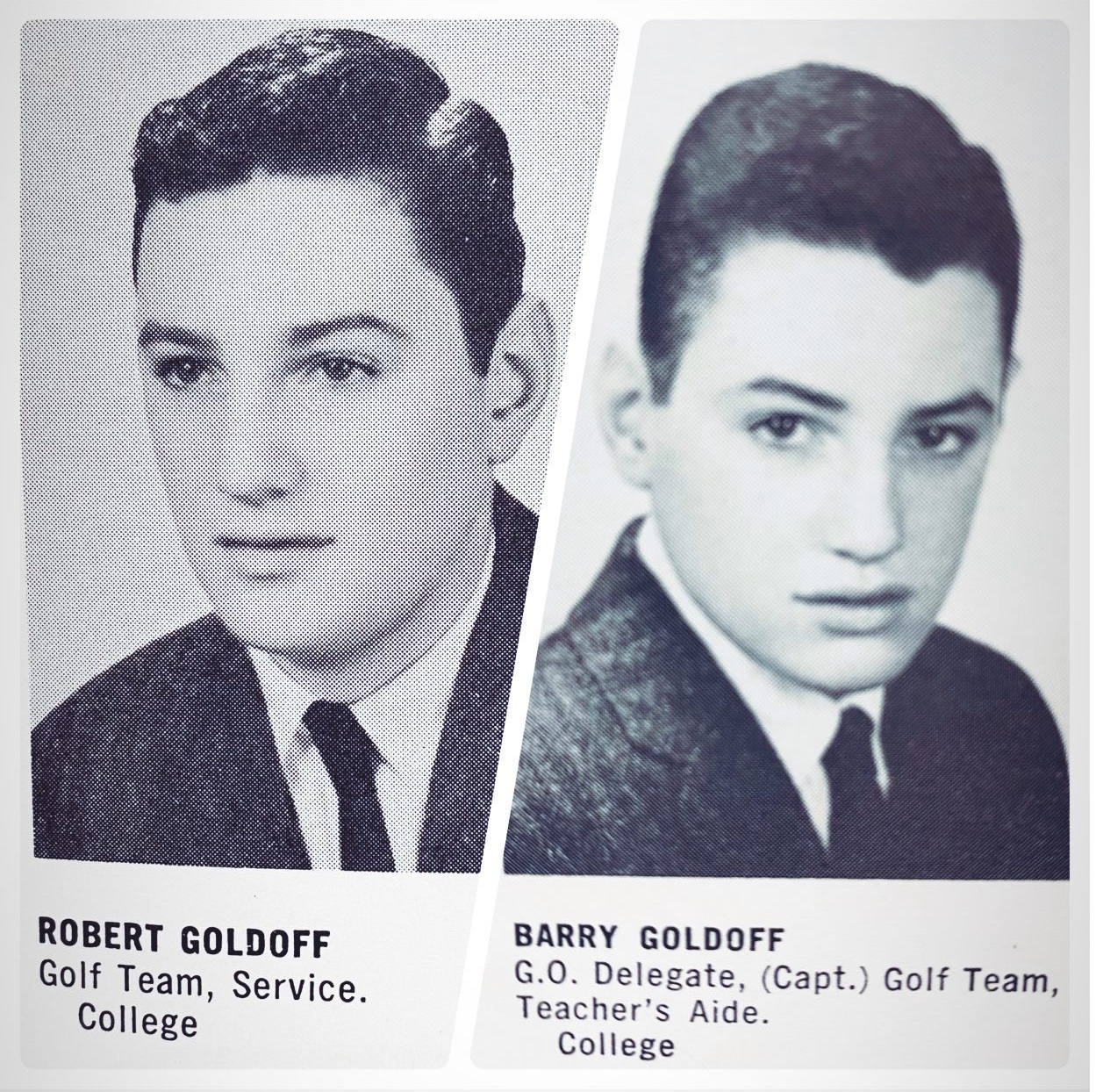 Barry and Robert Goldoff during their college years